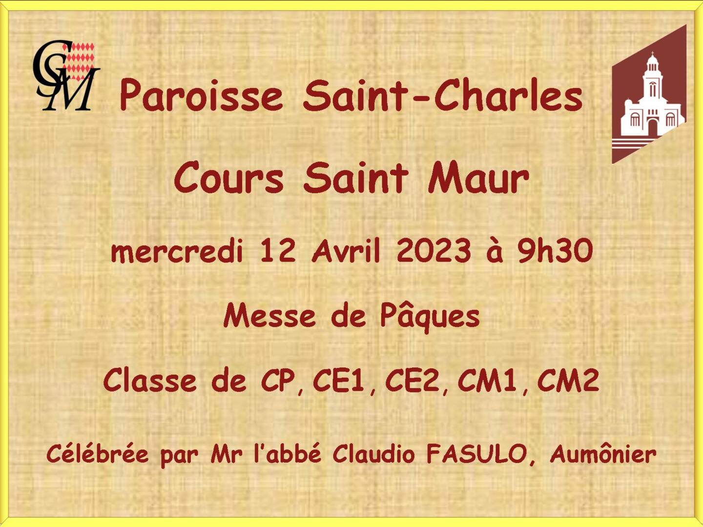 Cours St Maur , Messe de Pâques.