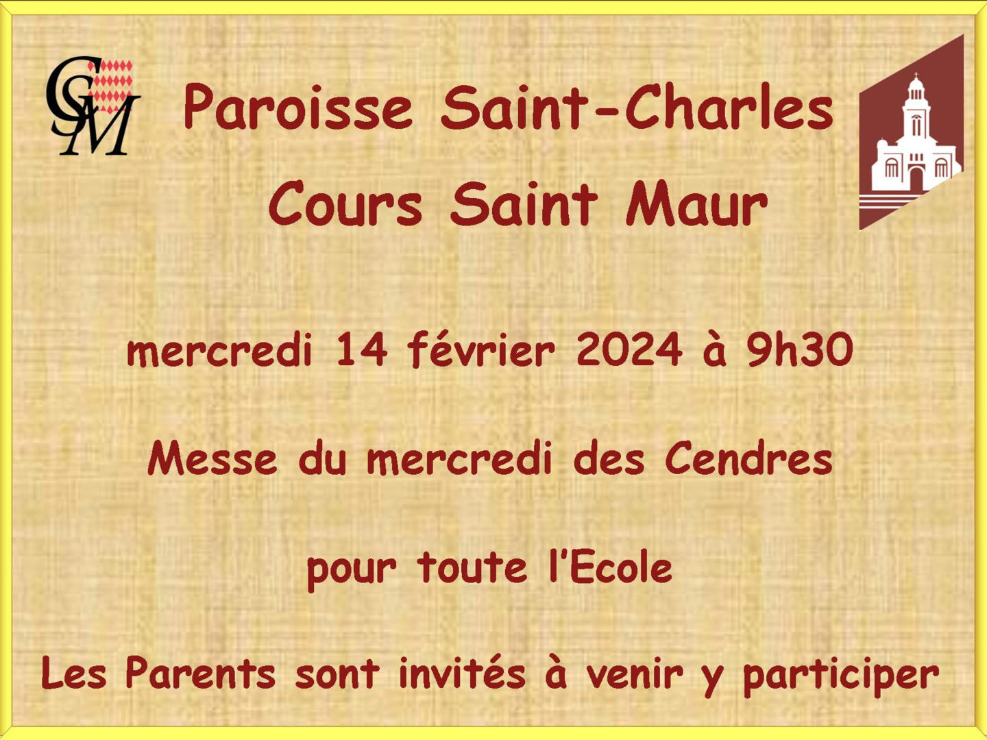 Messe des Cendres Cours St Maur