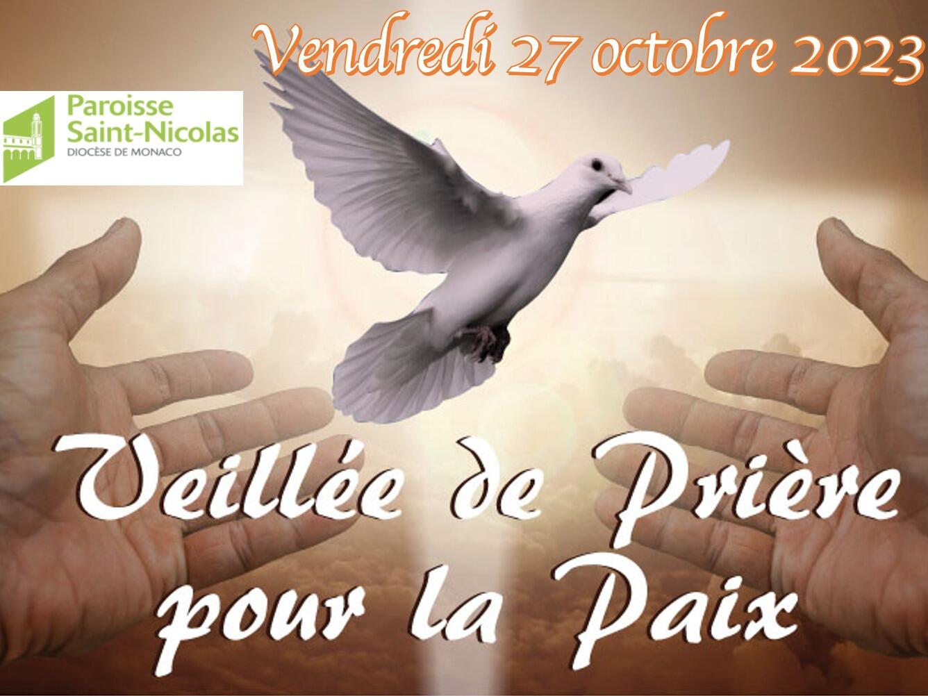 Veillée de prière pour la paix à Saint-Nicolas le vendredi 27 octobre 2023 de 17h30 à 19h15
