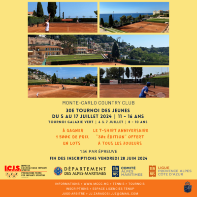 Monte-Carlo Country Club : 30ème Tournoi des Jeunes
