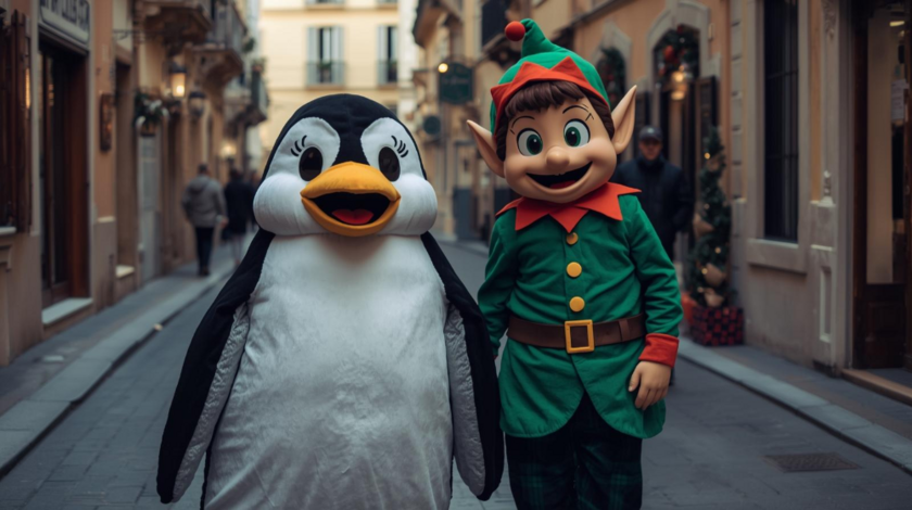 Mascottes et lutin de Noël à Monaco 1/1