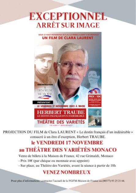 Projection du film "Le destin français d'un indésirable" 1/1